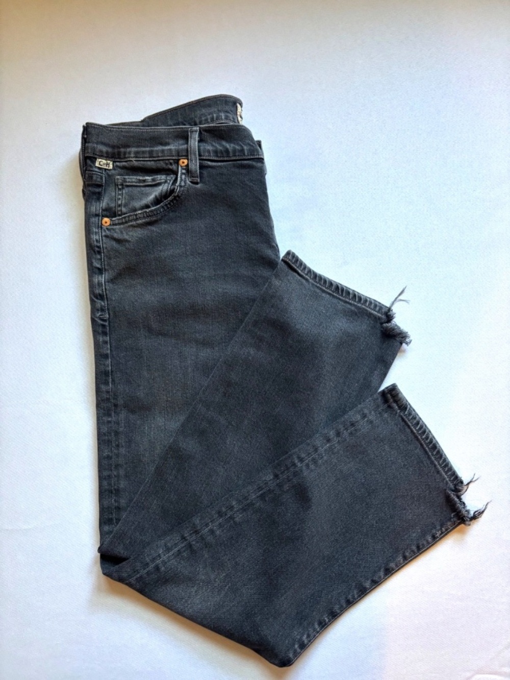 Citizens of Humanity  Black Gray Slim Straight Jeans  Hem Button Fly Size 29